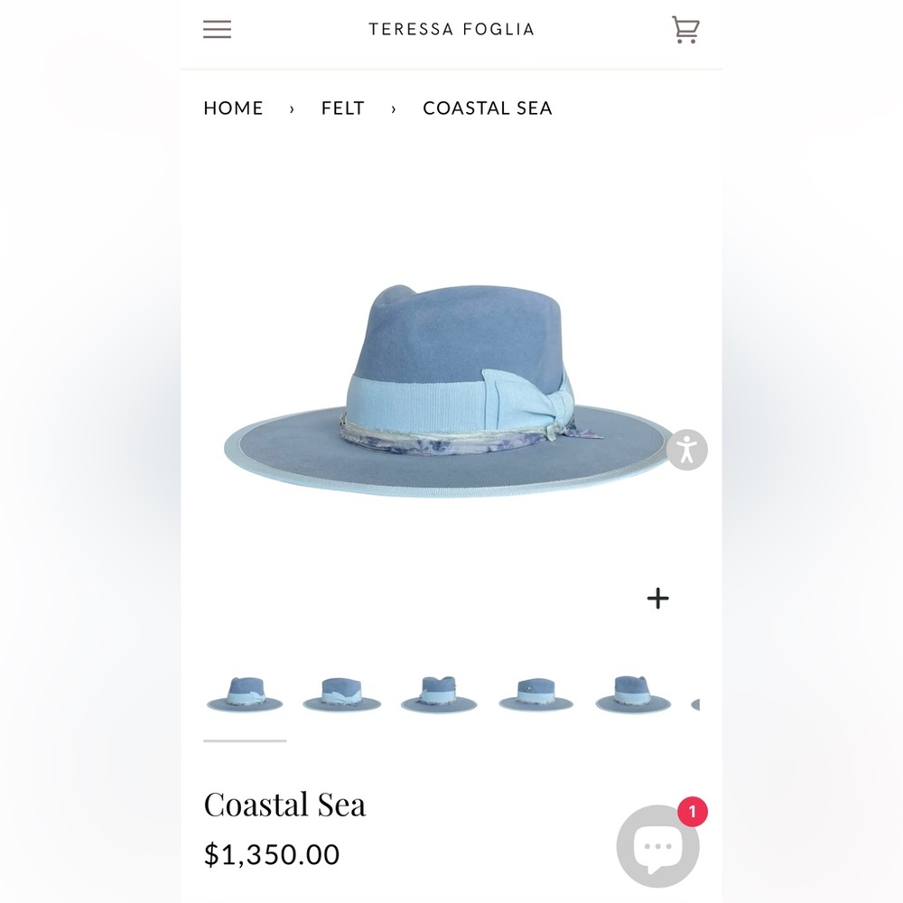 Teressa Foglia New Coastal Sea Felt Hat blue flat 100x Nick Fouquet 58 7 1/4 - Picture 2 of 12